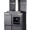 Thermalux Clarendon metalic black (body), metalic black (hob), splashback steel base cabinet glass oven door_Wignells