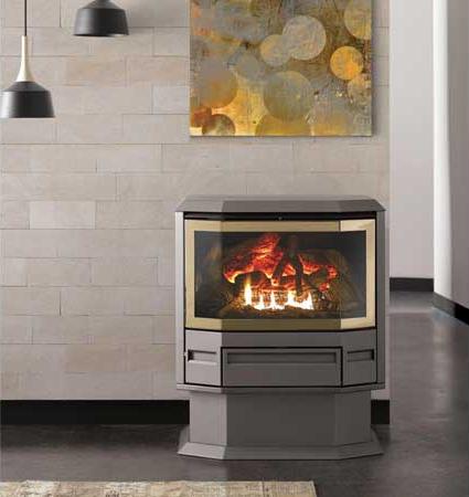 Archer FS100 Freestanding Gas Fireplace with Optional Gold Door and Pedestal_Wignells 2
