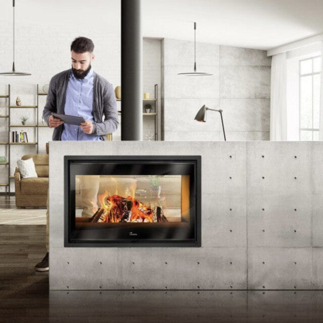 Lacunza Nickel 800 Double Sided Inbuilt Wood Fireplace
