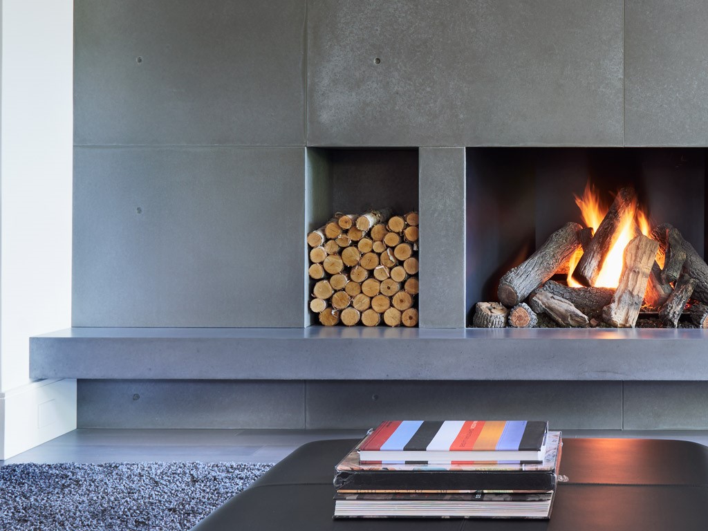 Concrete fireplace
