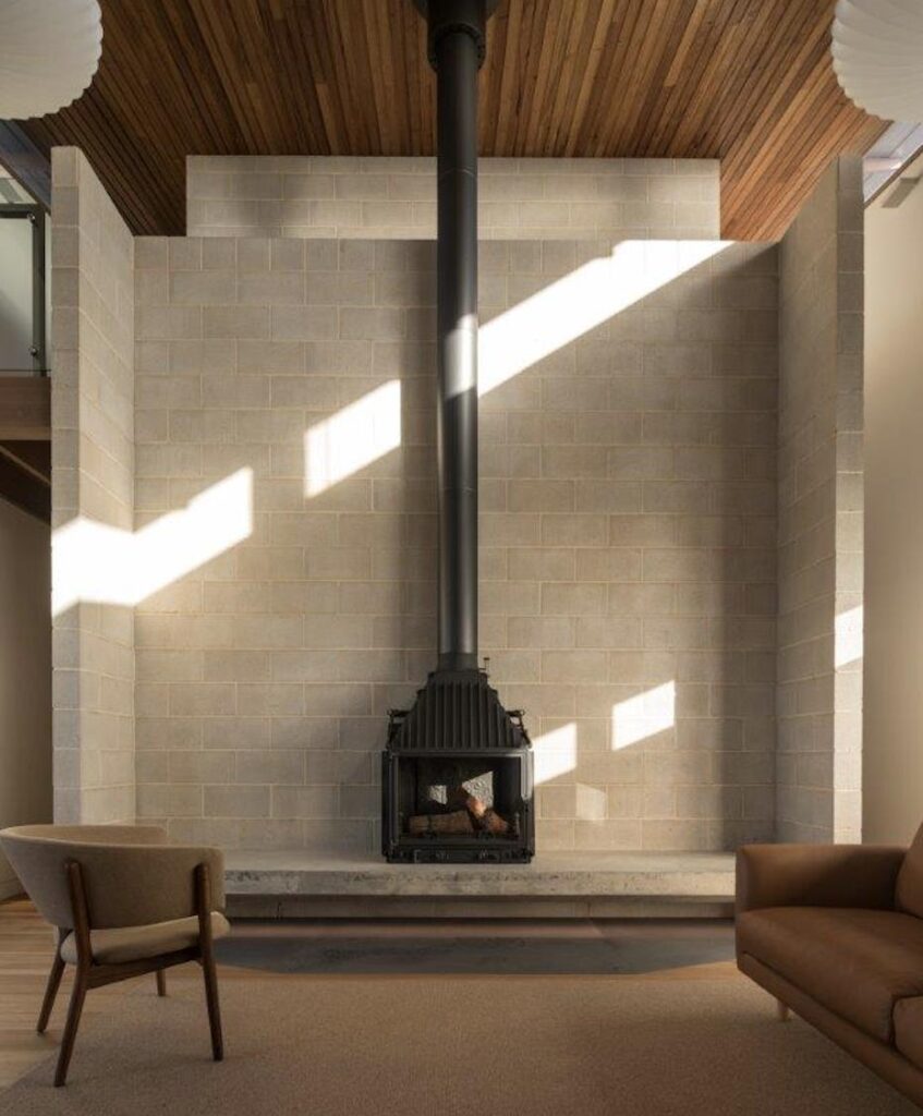 wood fireplace